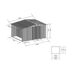 Tuinschuur LERY - 313 cmx195 cmx154 cm - Antracietgrijs Metaal