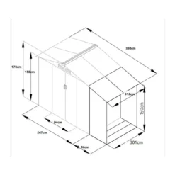 Tuinschuur LERY - 313 cmx302 cmx154 cm - Antracietgrijs Metaal