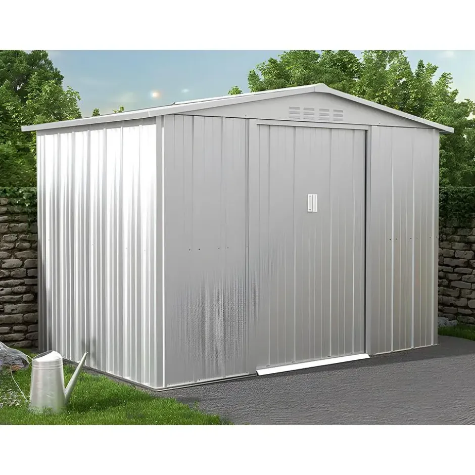 Tuinschuur LINUS - 257 cmx169 cmx192 cm - Lichtgrijs Metaal