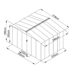 Tuinschuur LINUS - 302 cmx235 cmx195 cm - Lichtgrijs Metaal