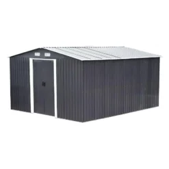 Tuinschuur MANSO - 312 cmx377 cmx170 cm - Antracietgrijs Metaal