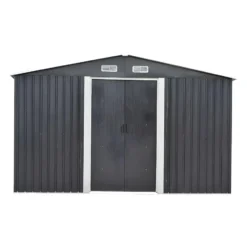 Tuinschuur MANSO - 312 cmx377 cmx170 cm - Antracietgrijs Metaal