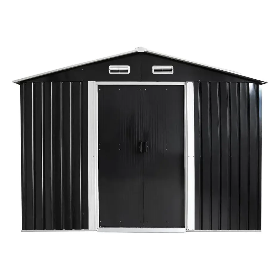 Tuinschuur MANSO - 247 cmx296 cmx170 cm - Antracietgrijs Metaal