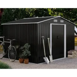 Tuinschuur MANSO - 247 cmx296 cmx170 cm - Antracietgrijs Metaal