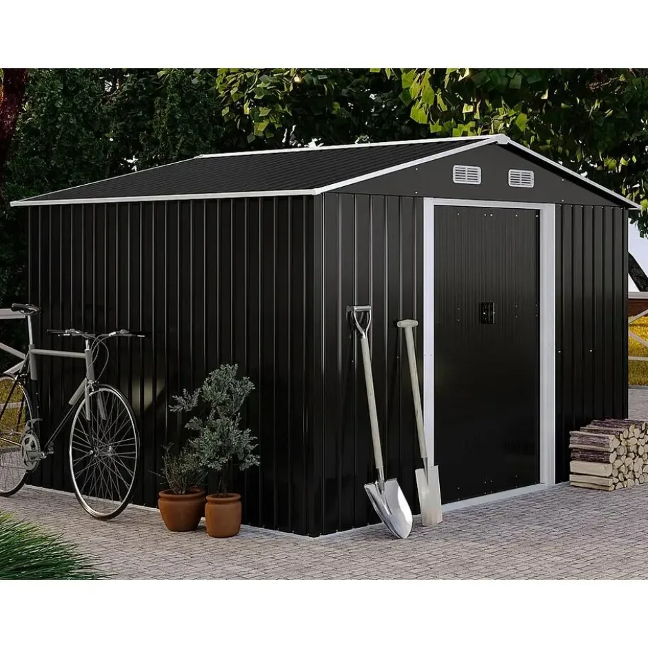 Tuinschuur MANSO - 247 cmx296 cmx170 cm - Antracietgrijs Metaal