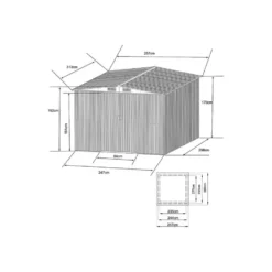 Tuinschuur MANSO - 247 cmx296 cmx170 cm - Antracietgrijs Metaal