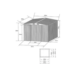 Tuinschuur MANSO - 247 cmx247 cmx170 cm - Antracietgrijs Metaal