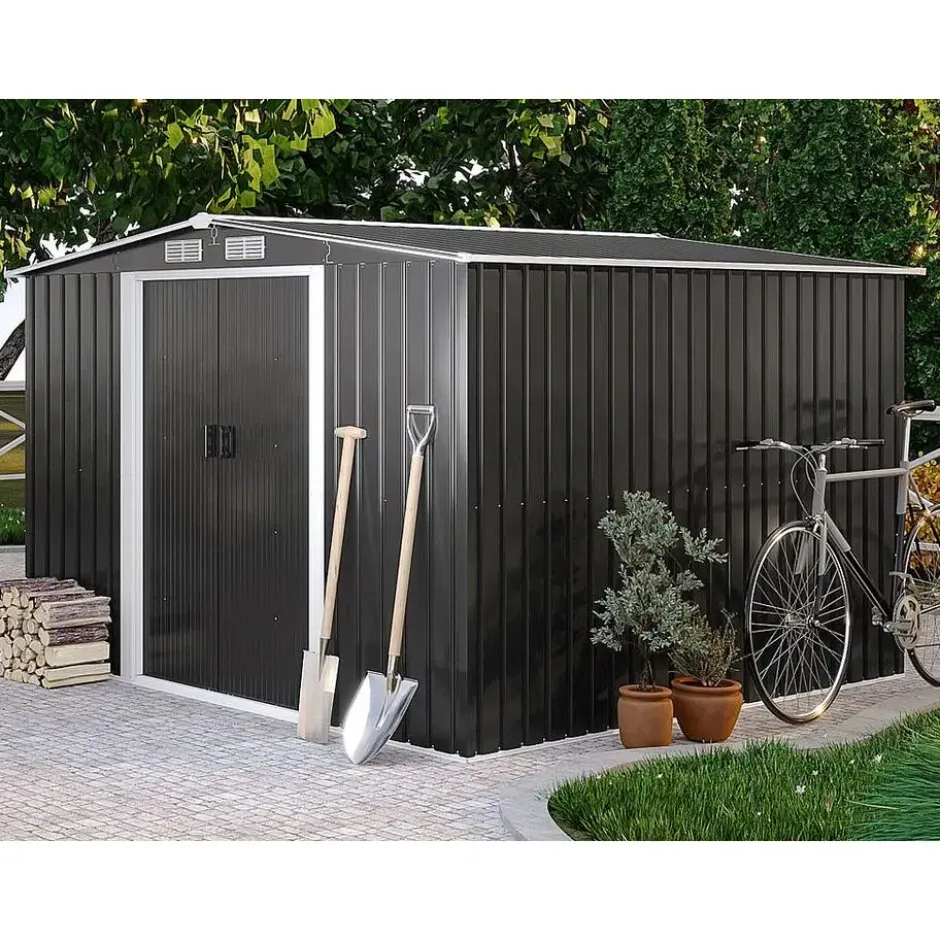 Tuinschuur MANSO - 247 cmx247 cmx170 cm - Antracietgrijs Metaal