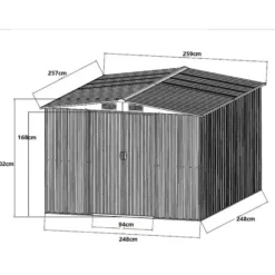 Tuinschuur MANSO - 247 cmx247 cmx170 cm - Antracietgrijs Metaal
