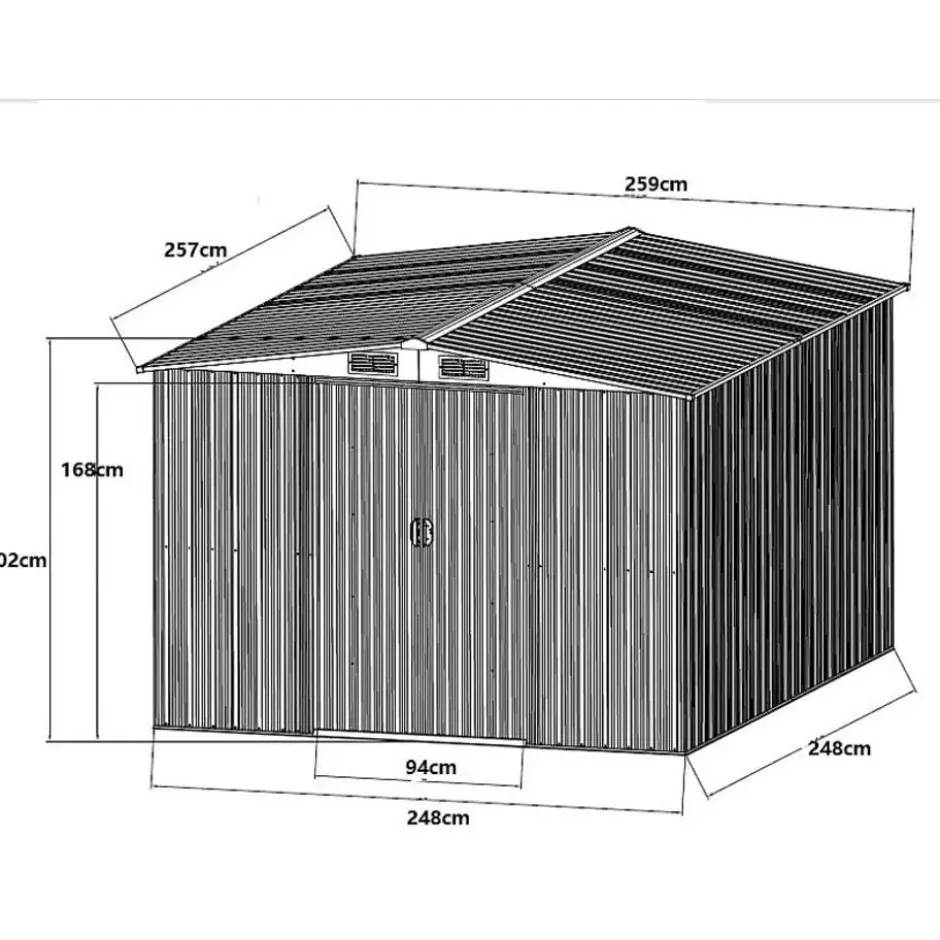 Tuinschuur MANSO - 247 cmx247 cmx170 cm - Antracietgrijs Metaal