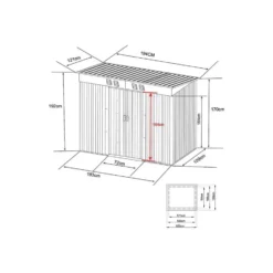 Tuinschuur MANSO - 183 cmx109 cmx170 cm - Antracietgrijs Metaal
