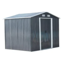 Tuinschuur MANSO - 247 cmx191 cmx170 cm - Antracietgrijs Metaal