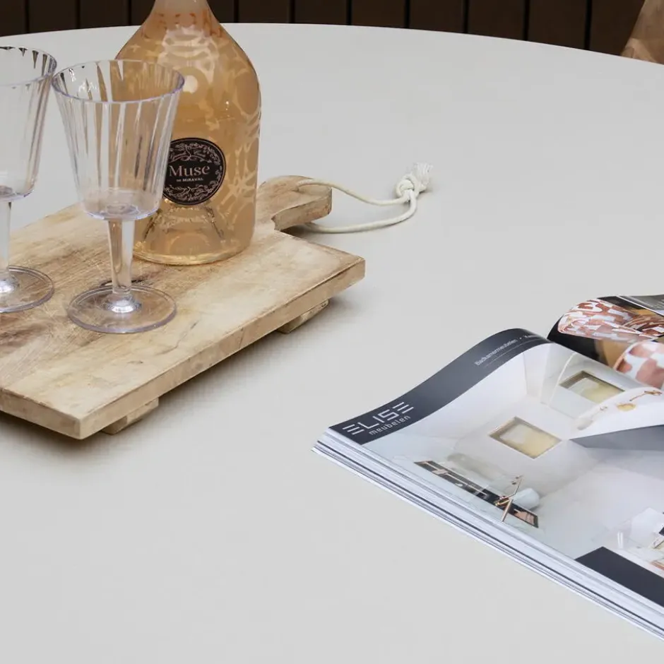 Tuintafel Rond 120cm - Beige Eco Composiet - Betonlook - Eden