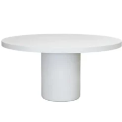 Tuintafel Rond 120cm - Wit Eco Composiet - Betonlook - Eden