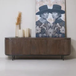 Tv-meubel Mangohout Donkerbruin - 170x45x57cm - 3 Deuren - Tora