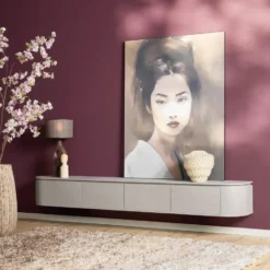 Tv-meubel Taupe Hout - 240x35x30cm - Excellent