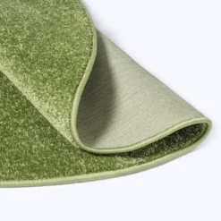 Uni Effen Rond Vloerkleed Laagpolig Groen - 120 CM Ø