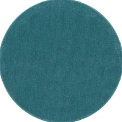 Uni Effen Rond Vloerkleed Laagpolig Blauw - 120 CM Ø