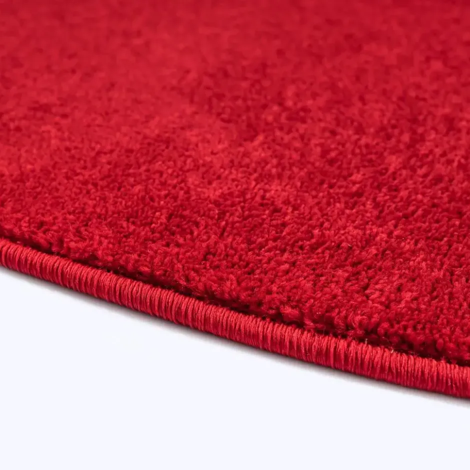 Uni Effen Rond Vloerkleed Laagpolig Rood - 120 CM Ø