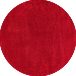 Uni Effen Rond Vloerkleed Laagpolig Rood - 150 CM Ø