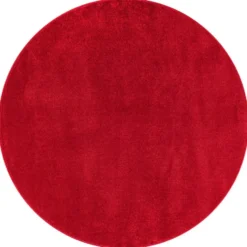 Uni Effen Rond Vloerkleed Laagpolig Rood - 200 CM Ø
