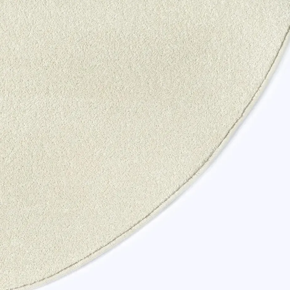 Uni Effen Rond Vloerkleed Laagpolig Creme - 120 CM Ø