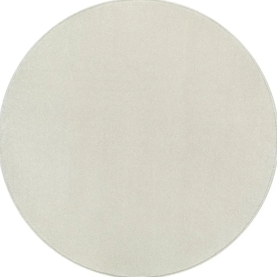 Uni Effen Rond Vloerkleed Laagpolig Creme - 150 CM Ø