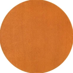 Uni Effen Rond Vloerkleed Laagpolig Oranje - 120 CM Ø