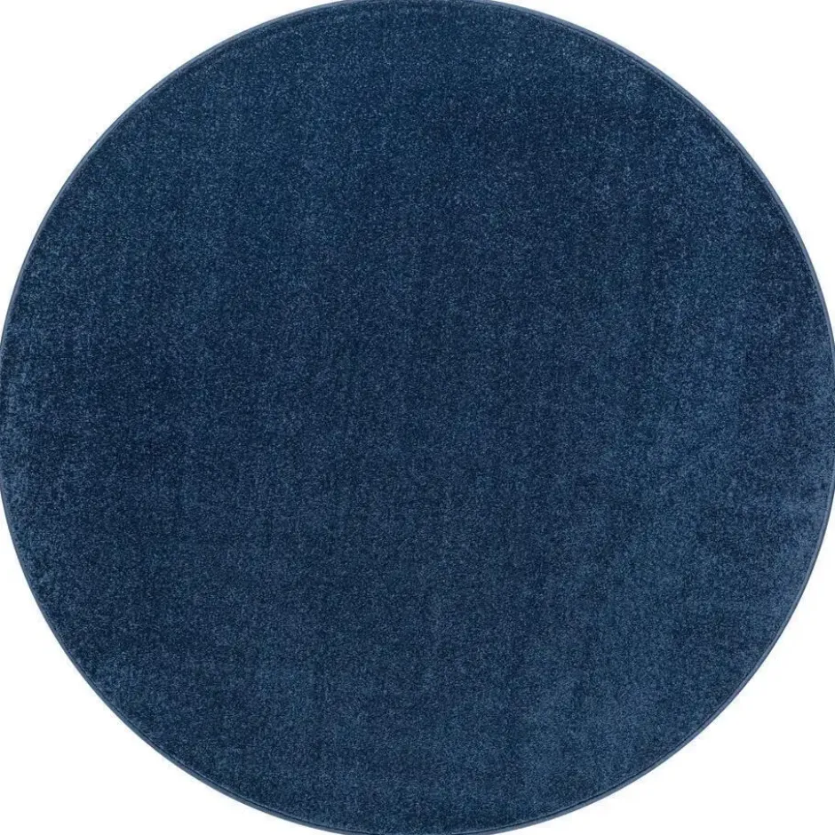 Uni Effen Rond Vloerkleed Laagpolig Navy Blauw - 150 CM Ø