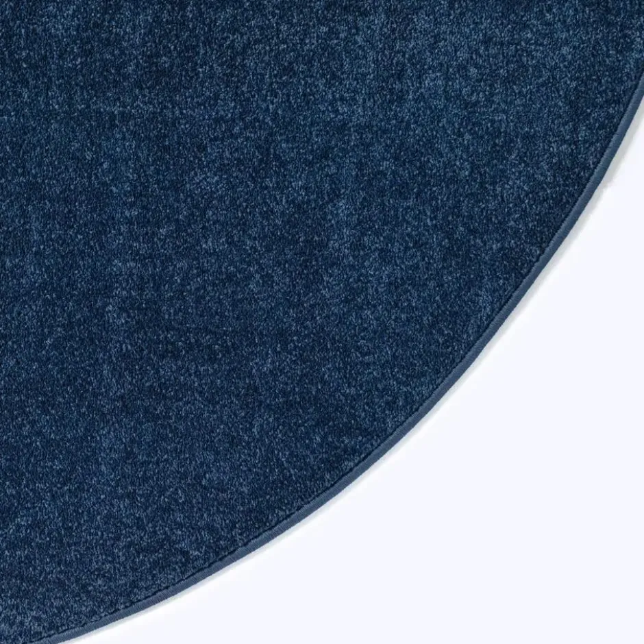 Uni Effen Rond Vloerkleed Laagpolig Navy Blauw - 150 CM Ø
