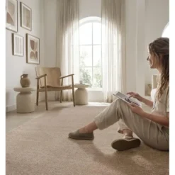Uni Effen Vloerkleed Laagpolig Beige - 200x290 CM