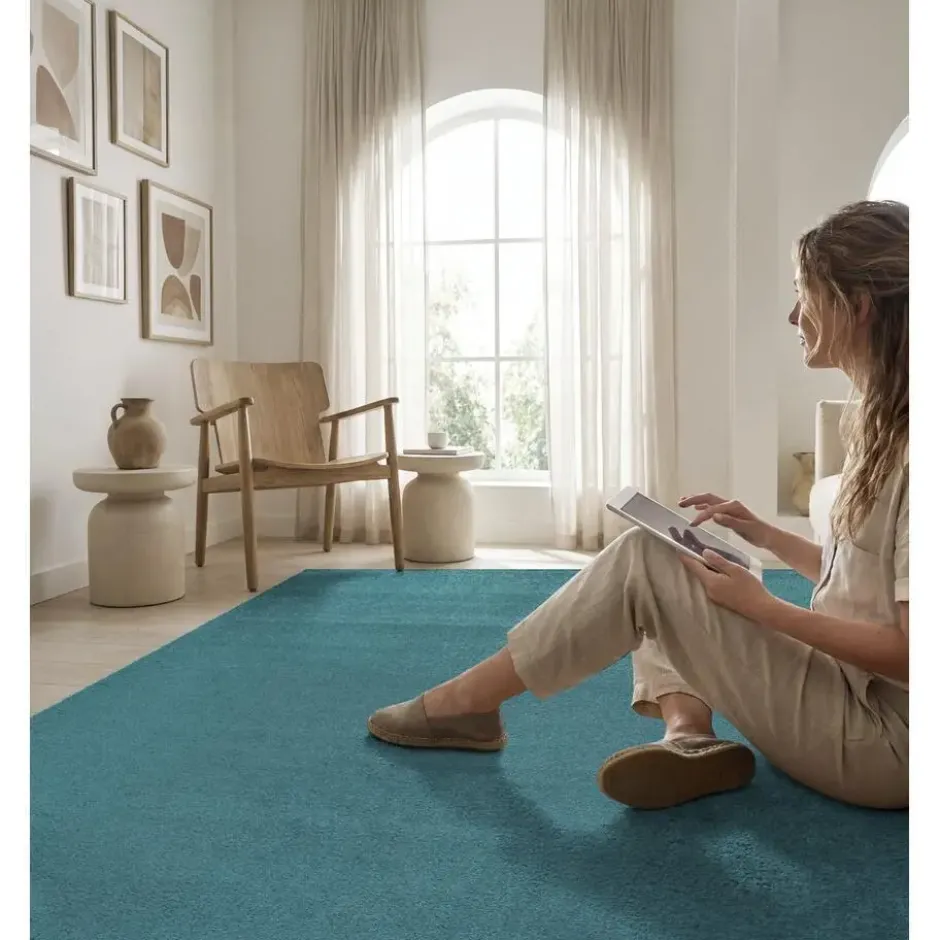 Uni Effen Vloerkleed Laagpolig Blauw - 160x230 CM