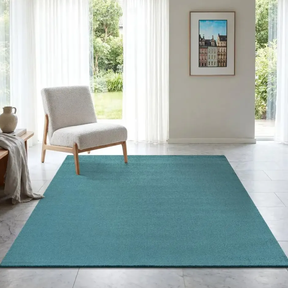 Uni Effen Vloerkleed Laagpolig Blauw - 160x230 CM