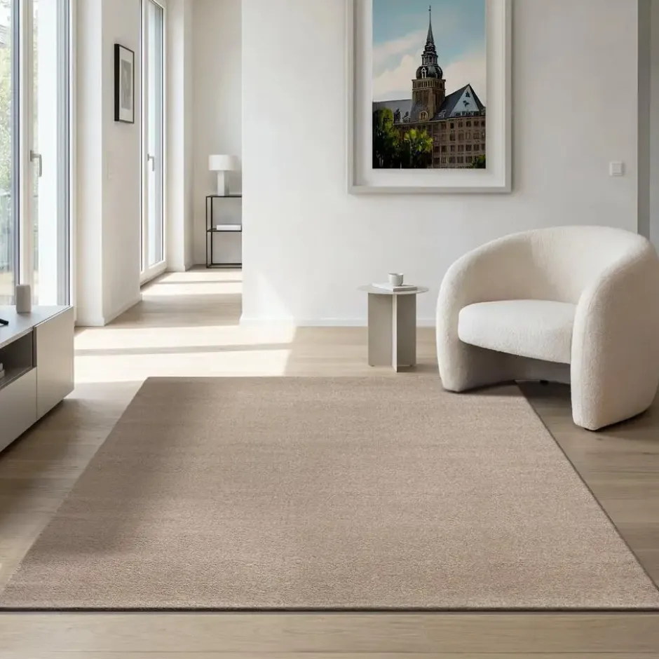 Uni Effen Vloerkleed Laagpolig Beige - 120x170 CM