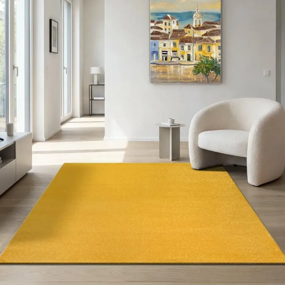 Uni Effen Vloerkleed Laagpolig Geel - 160x230 CM
