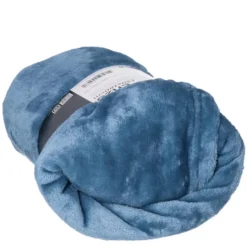 Unique Living Plaid/deken - fleece - denim blauw - 130 x 180 cm