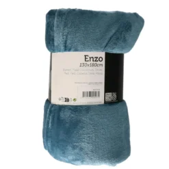 Unique Living Plaid/deken - fleece - denim blauw - 130 x 180 cm