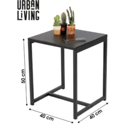 Urban Living Bijzettafel/salontafel - zwart - 40 x 40 x 50 cm