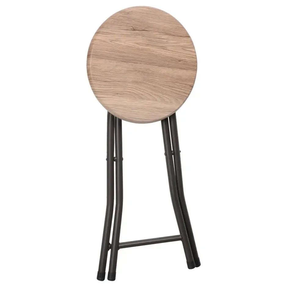 Urban Living krukje - metaal/hout - D30 x H45 cm - opvouwbaar