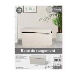 Urban Living poef/hocker/opbergbox - creme wit - 76 x 38 x 38 cm
