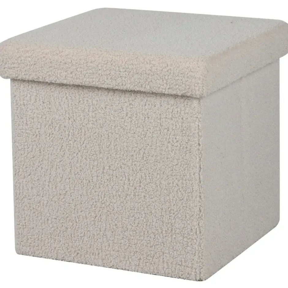 Urban Living poef/hocker/opbergbox - creme wit - mdf - 38 x 38 cm