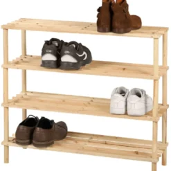 Urban Living Schoenenrek - lichtbruin - 12x paar schoenen - hout