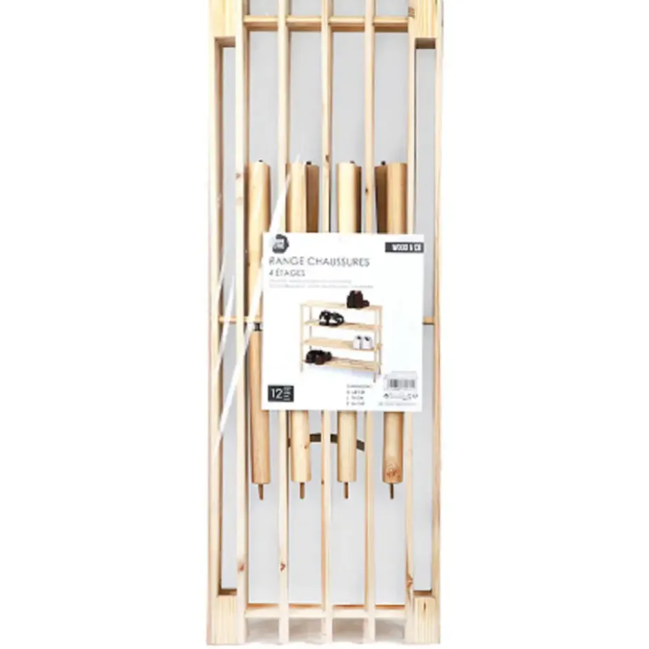 Urban Living Schoenenrek - lichtbruin - 12x paar schoenen - hout