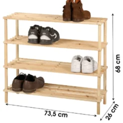 Urban Living Schoenenrek - lichtbruin - 12x paar schoenen - hout