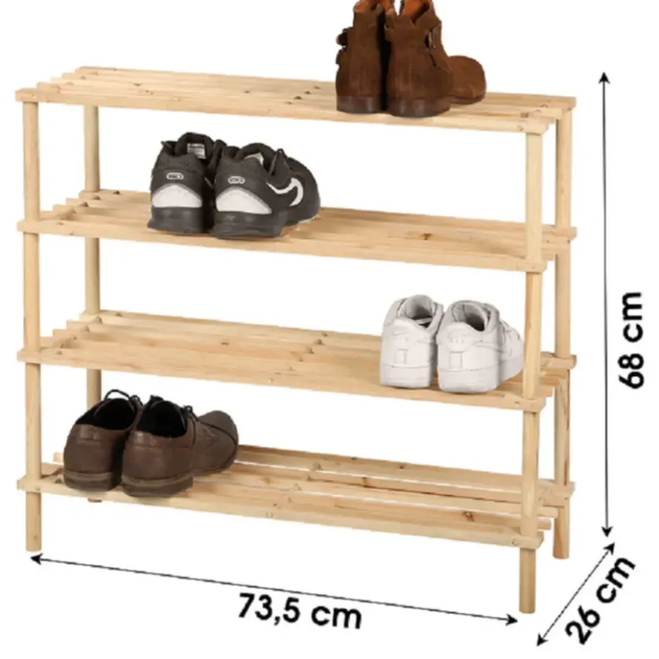 Urban Living Schoenenrek - lichtbruin - 12x paar schoenen - hout