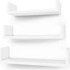 3 U-vormige zwevende wandplank - MDF -40 x 9 x 10 cm - wit