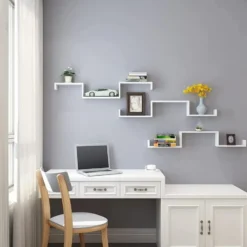 3 U-vormige zwevende wandplank - MDF -40 x 9 x 10 cm - wit