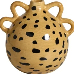 Vaas Dot - bruin/zwart - keramiek - 17x19,5x21,5 cm
