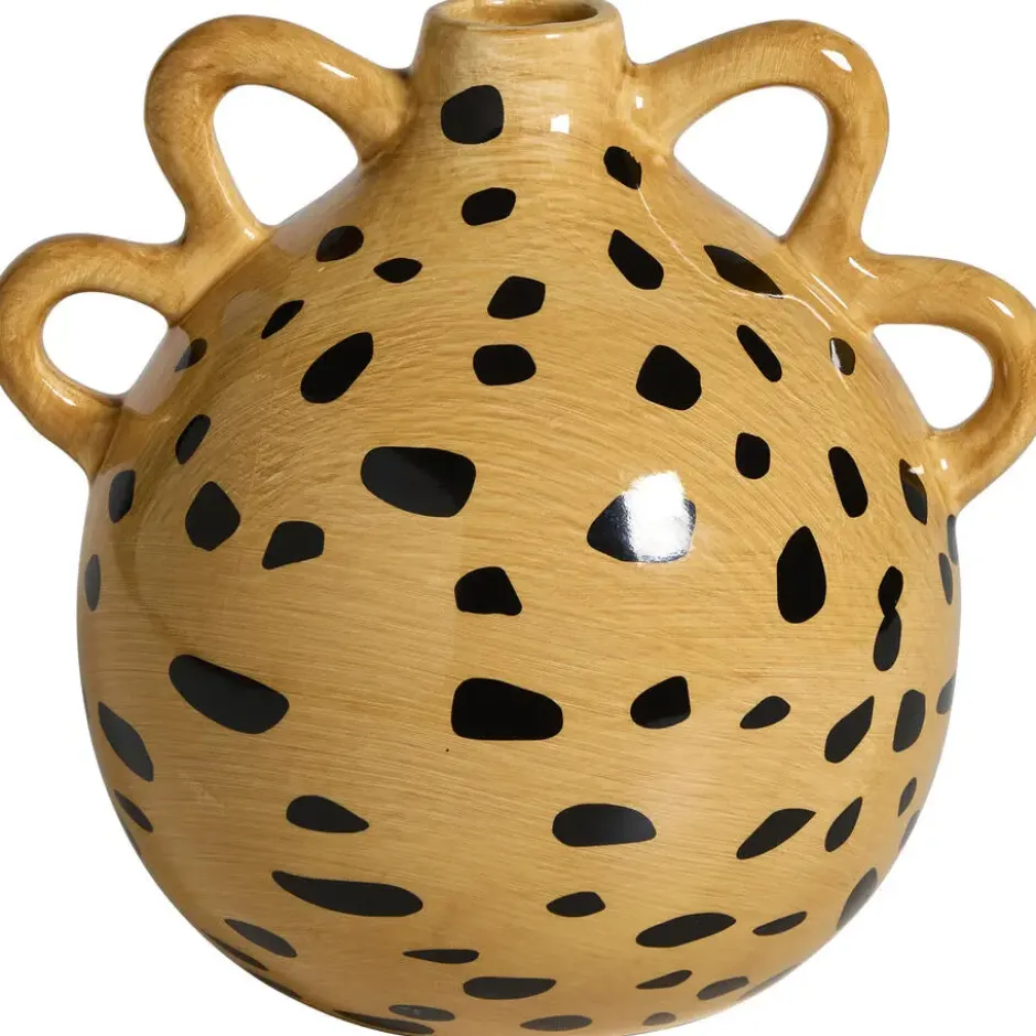 Vaas Dot - bruin/zwart - keramiek - 17x19,5x21,5 cm