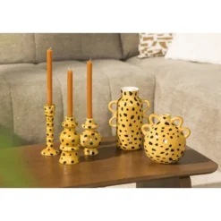 Vaas Dot - bruin/zwart - keramiek - 17x19,5x21,5 cm